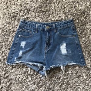 Custom butterfly embroidered shorts